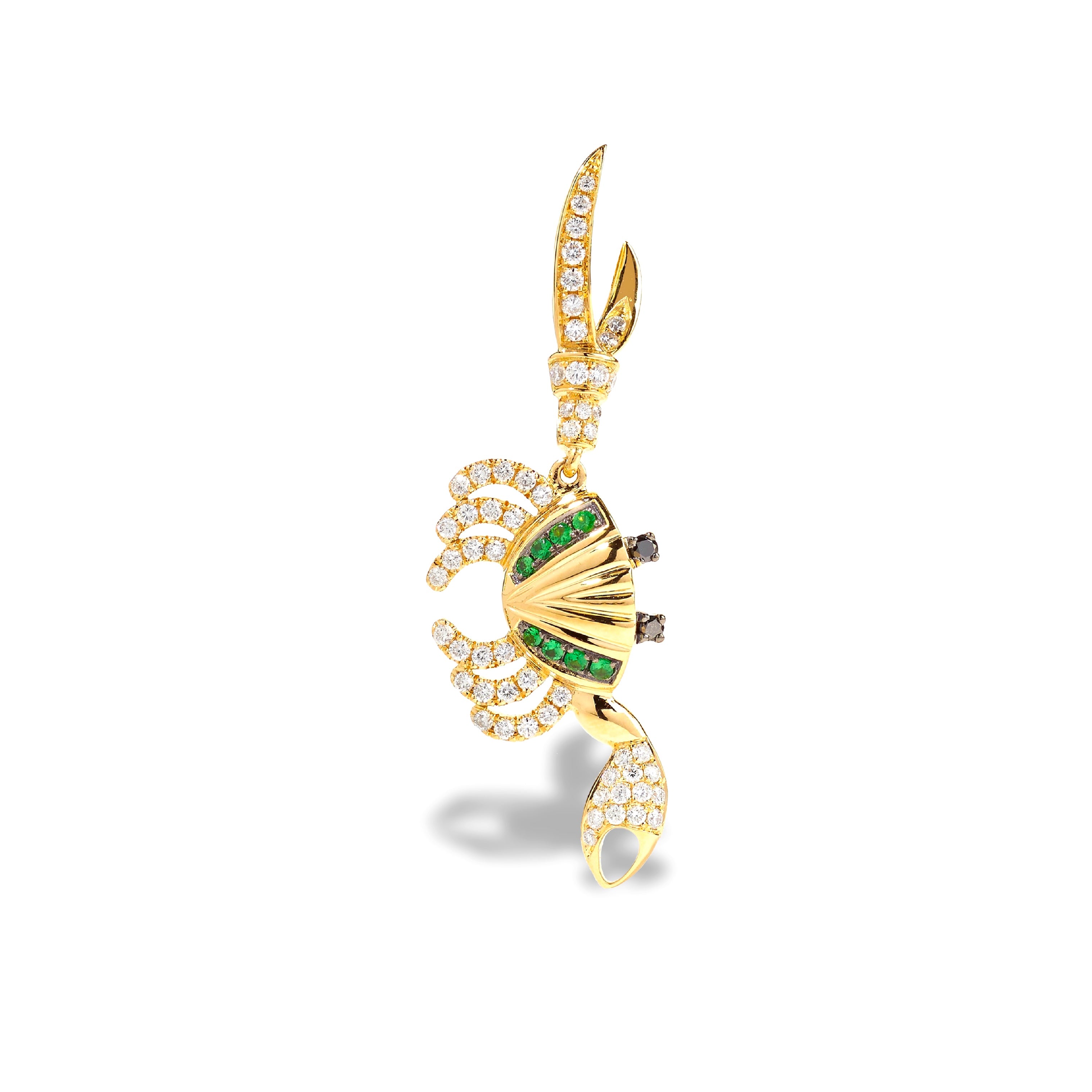 Tsavorite & Pave Diamond Statement Crab Earring