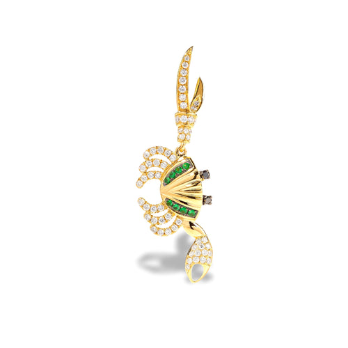 Tsavorite & Pave Diamond Statement Crab Earring