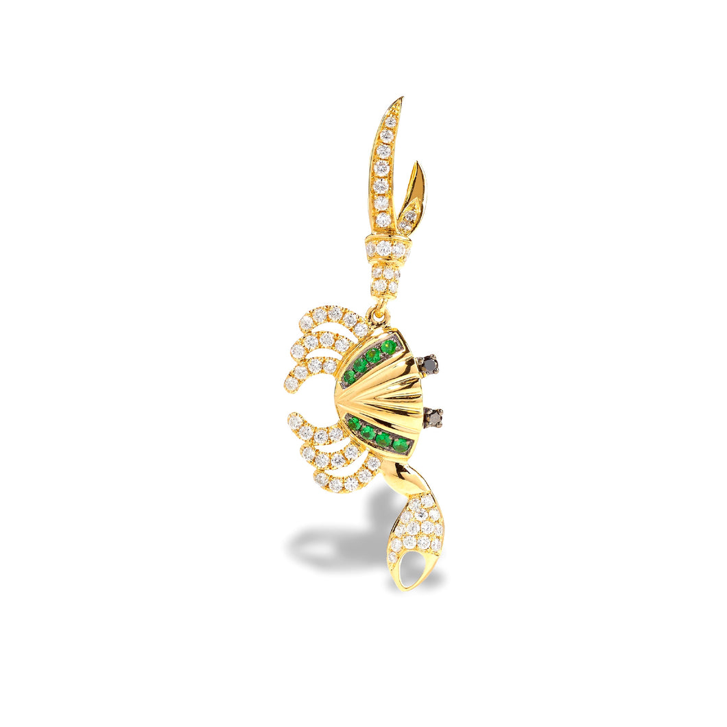 Tsavorite & Pave Diamond Statement Crab Earring