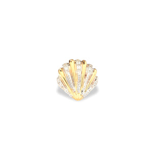 Gold & Diamond Seashell Stud Earrings