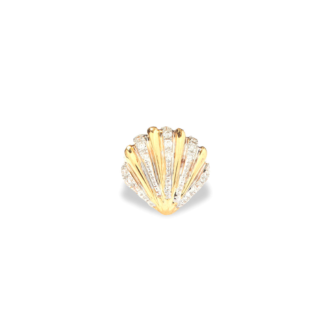 Gold & Diamond Seashell Stud Earrings