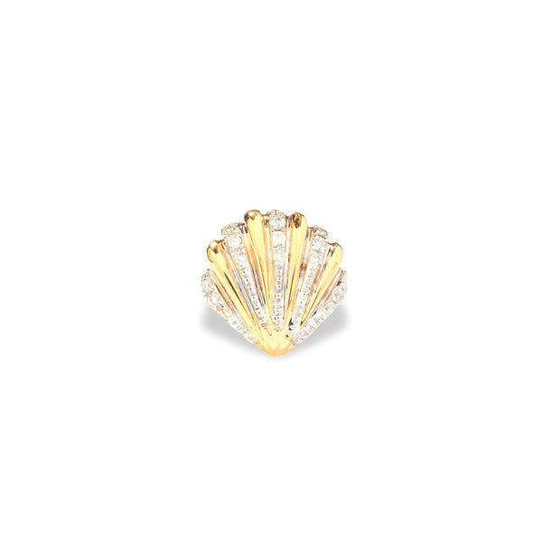 Gold & Diamond Seashell Stud Earring