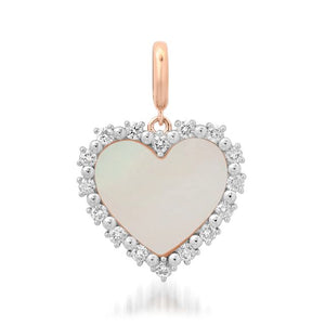 Mother of Pearl & Diamond Heart Charm Pendant 