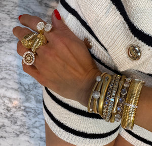 Bezel Set Emerald Cut Diamond Flex Bangle Bracelet
