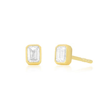 Bezel Set Emerald Cut Diamond Stud Earrings