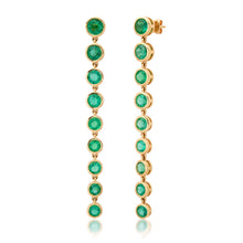 Bezel Set Emerald Rounds Statement Drop Earrings