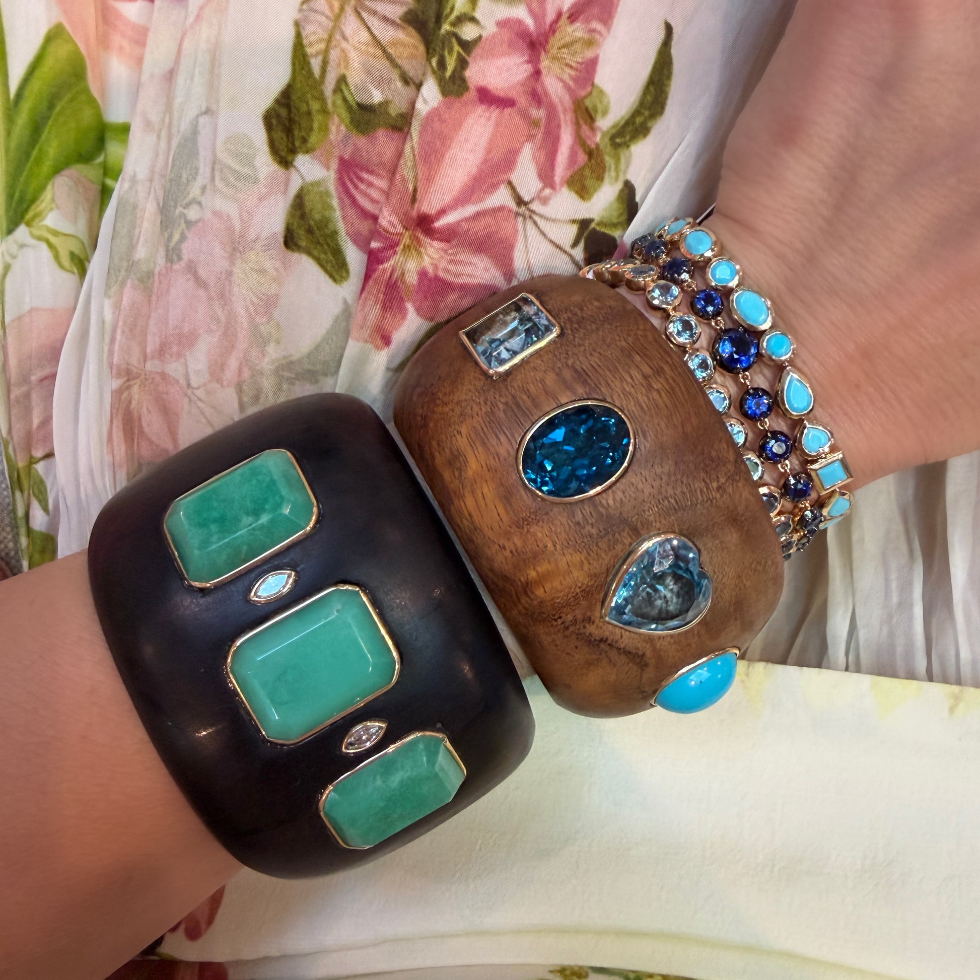 Bezel Set Mixed Shape Turquoise Bracelet
