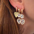 Bezel Set Pear & Round White Topaz Drop Huggie Hoop Earrings