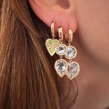 Bezel Set Pear & Round White Topaz Drop Huggie Hoop Earrings