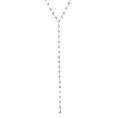 Bezel Set Turquoise Lariat Necklace