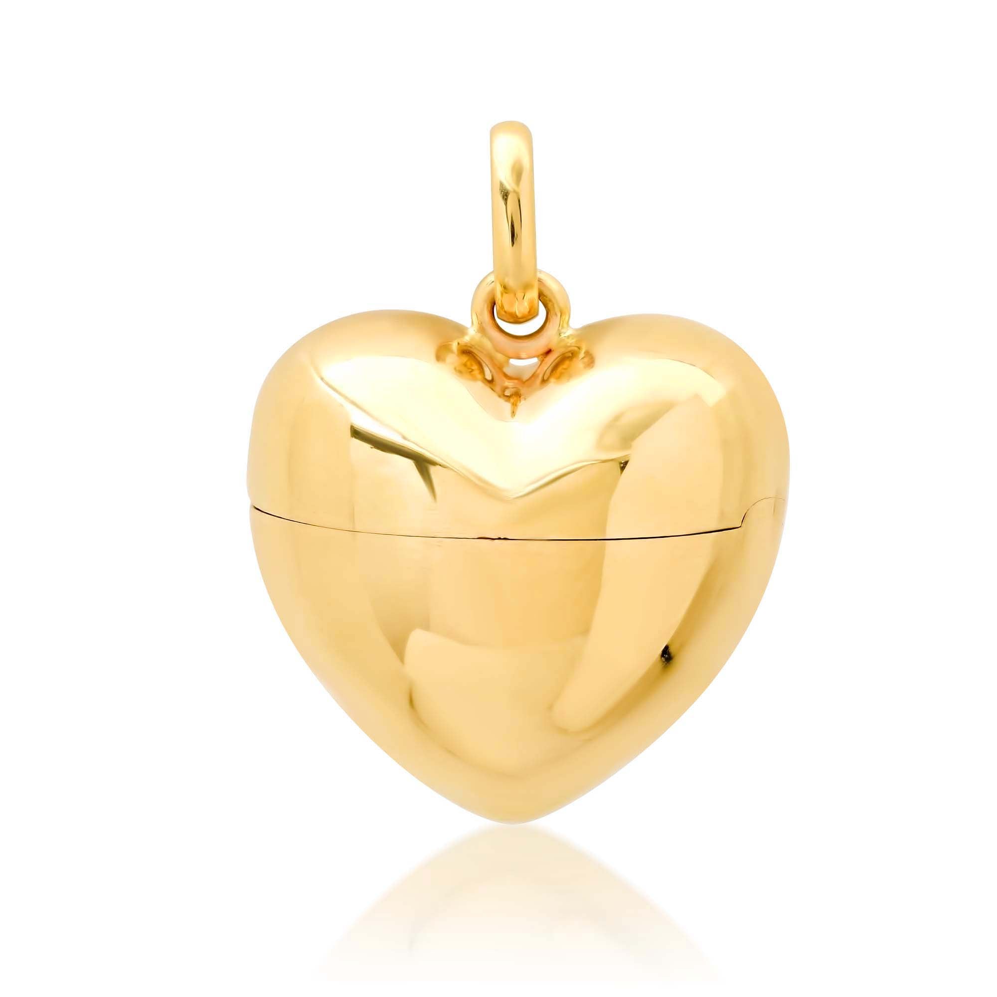 Big Gold Heart Locket Pendant