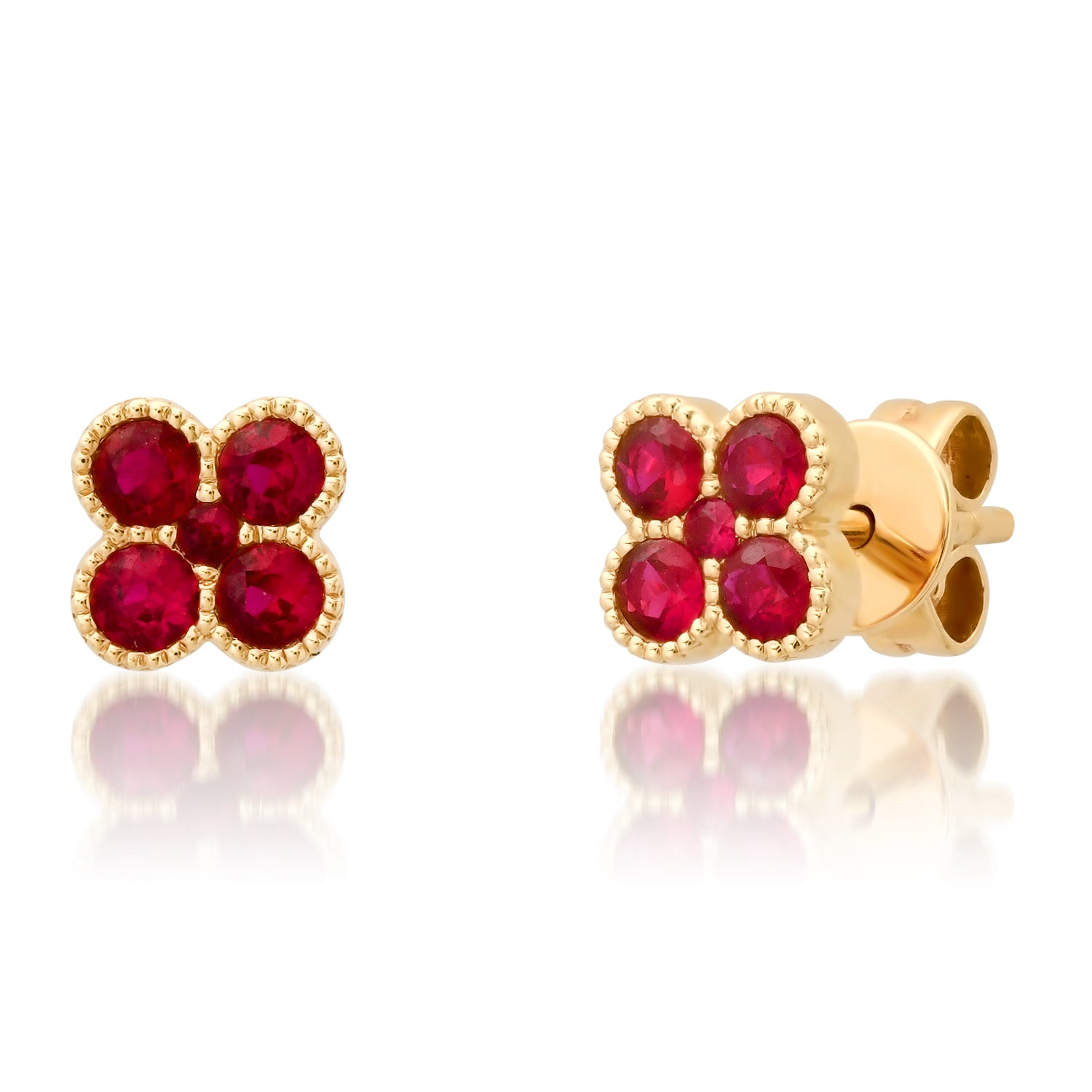 Bite-Sized Ruby Bezel Set Stud Earrings