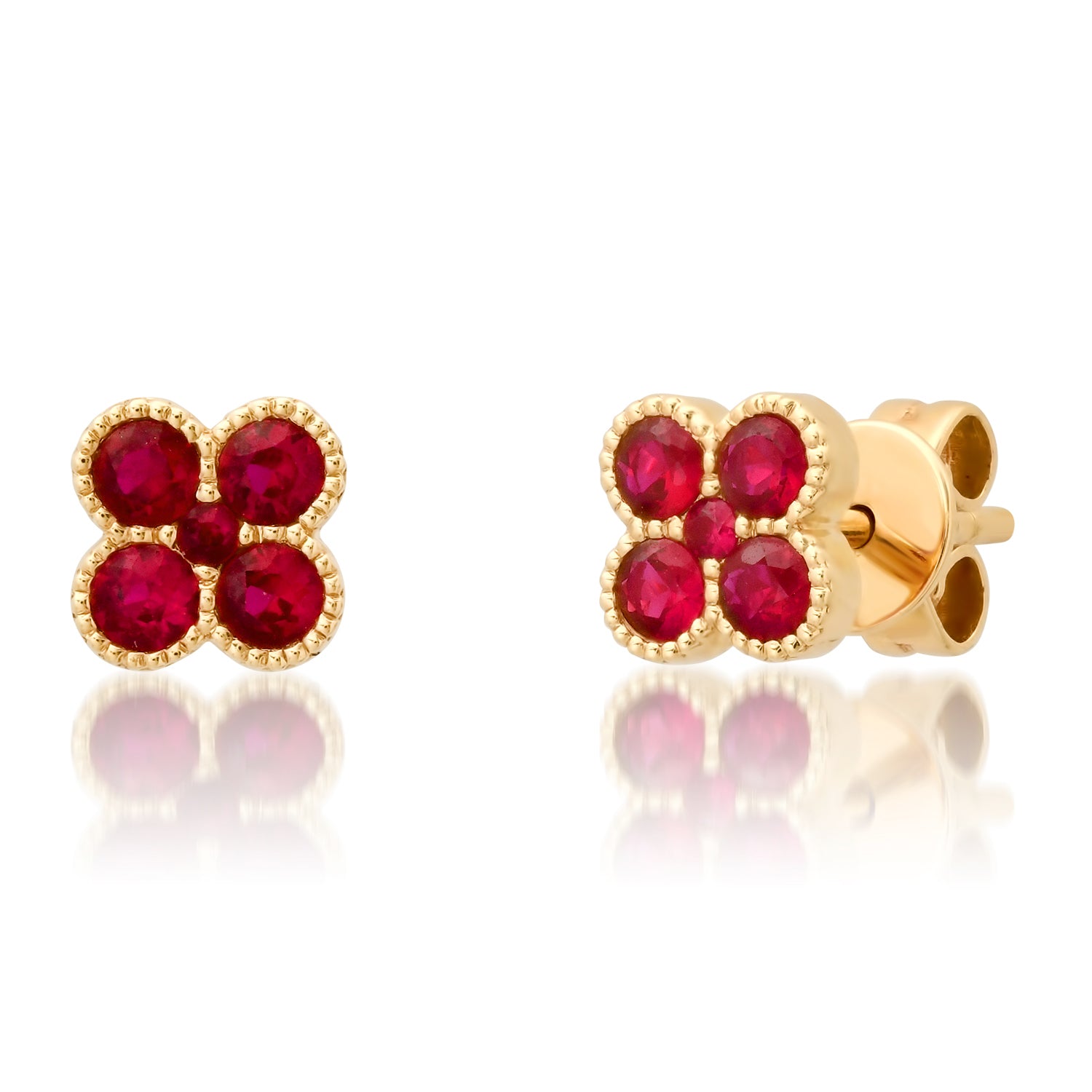Fresh Ruby Bezel Set Stud Earrings