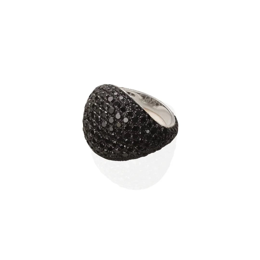Black Diamond Pave Dome Ring