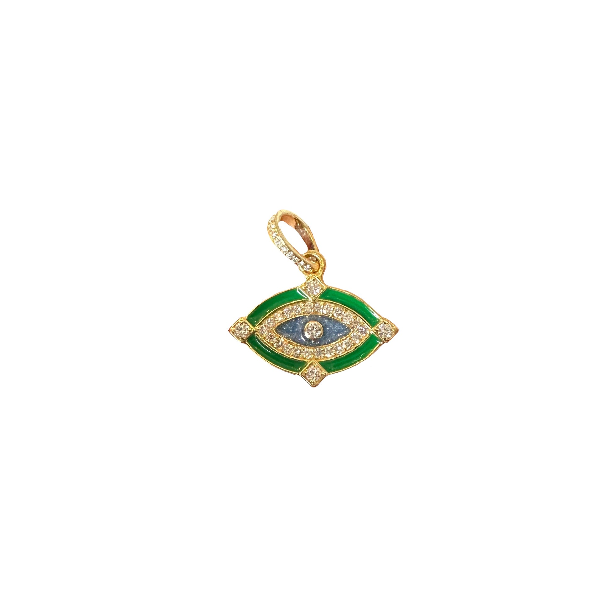 Diamond & Enamel Evil Eye Charm Pendant