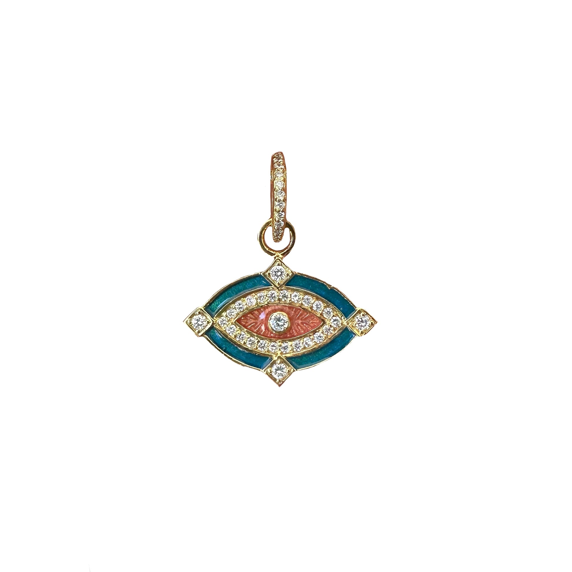Diamond & Enamel Evil Eye Charm Pendant