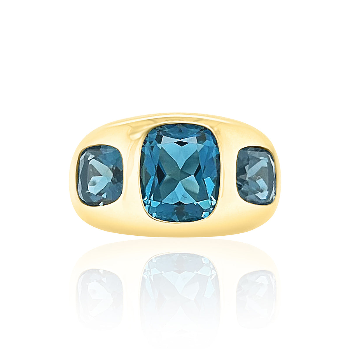 Elongated Cushion Chunky Nomad Ring with London Blue Topaz