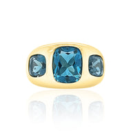 Elongated Cushion Chunky Nomad Ring with London Blue Topaz - 5