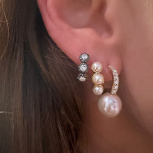 Bold Bezel Set Pearl Huggie Hoop Earrings