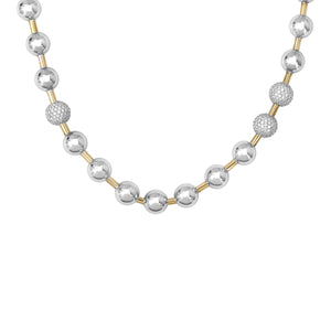 Bold Diamond & High Polish Ball Collar Necklace