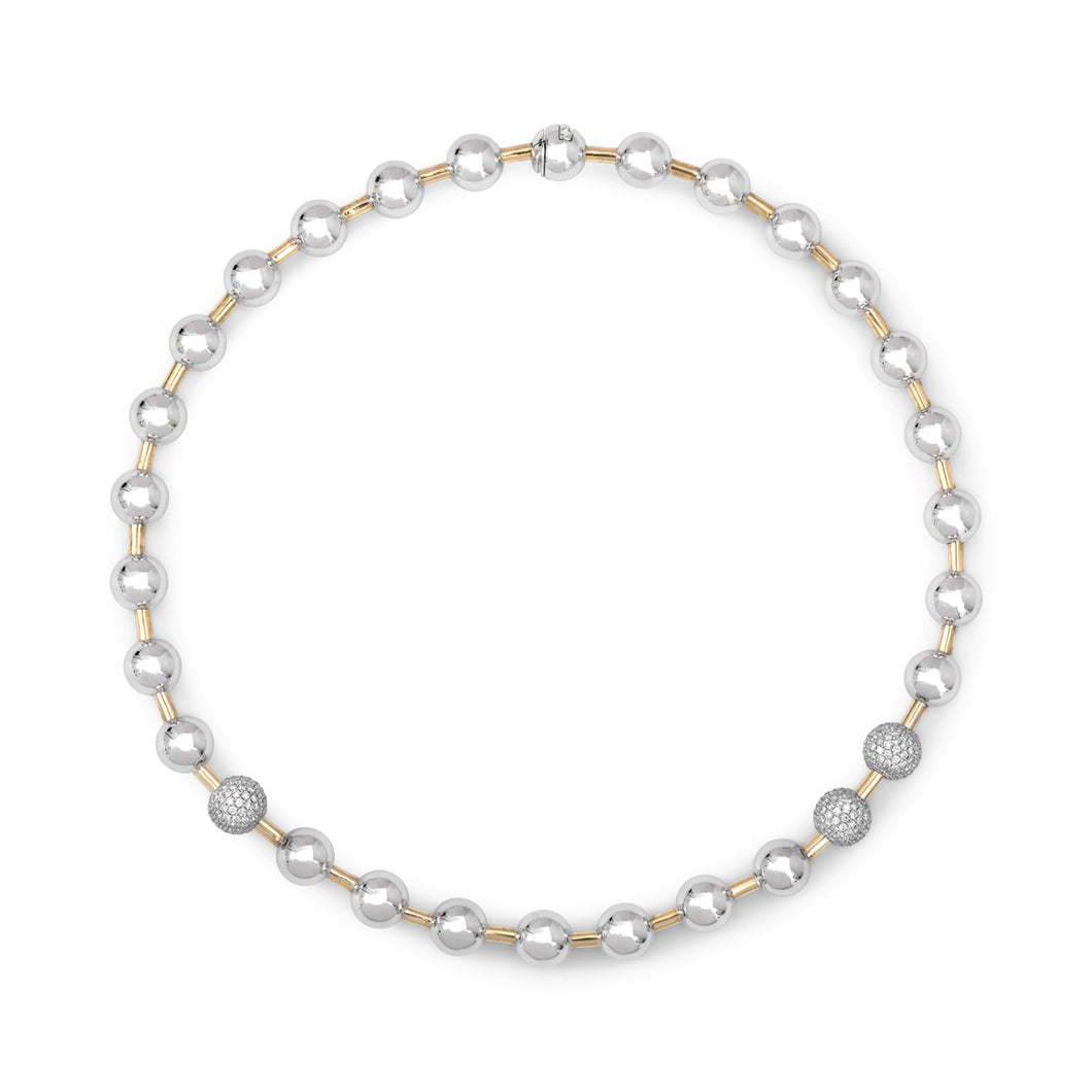 Bold Diamond & High Polish Ball Collar Necklace