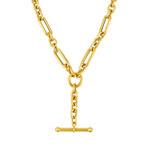 Chunky Mixed Link Toggle Chain Lariat Necklace