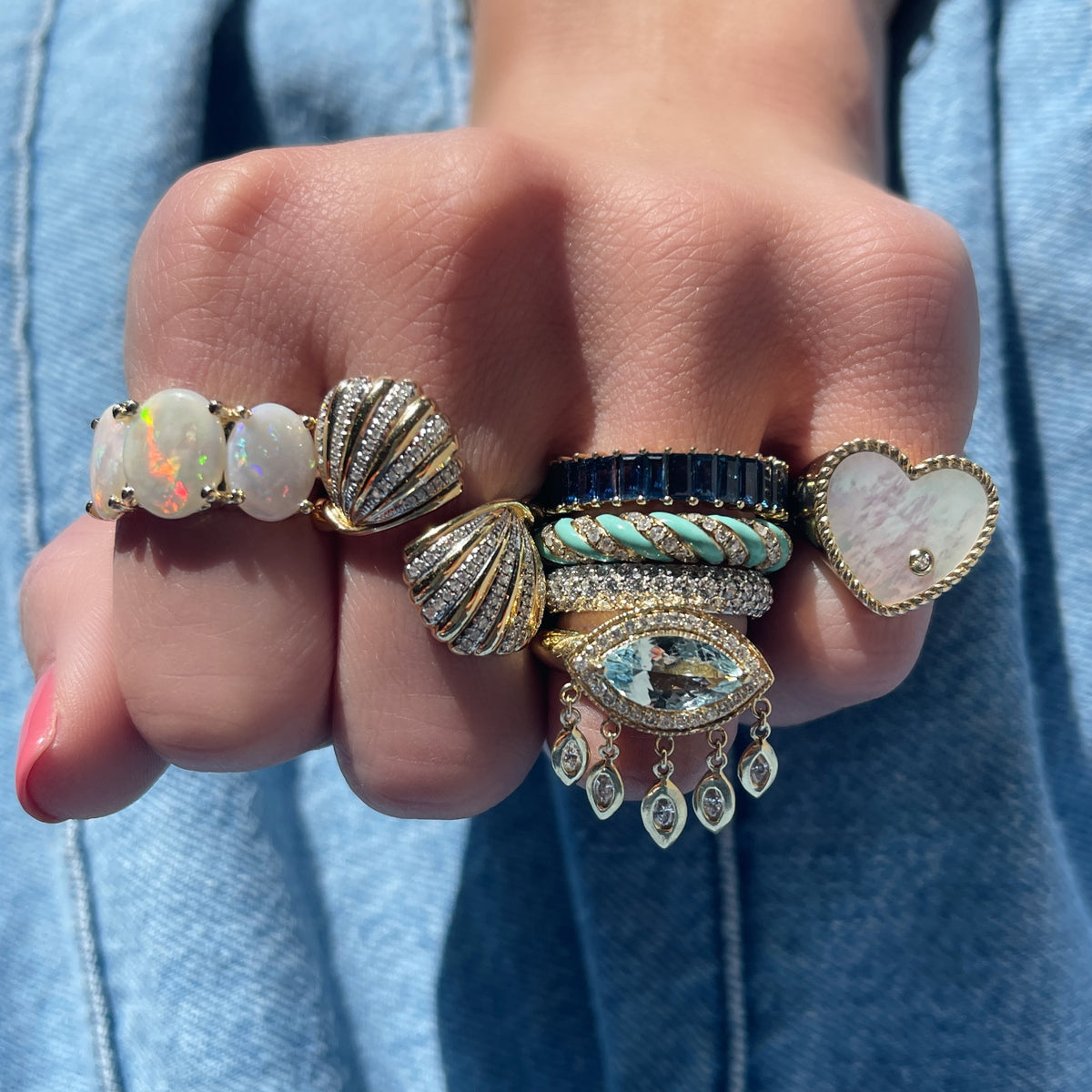 Enamel & Diamond Twisted Candy Eternity Band Ring