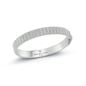 CII White Gold & All Diamond Fluted Bangle Bracelet