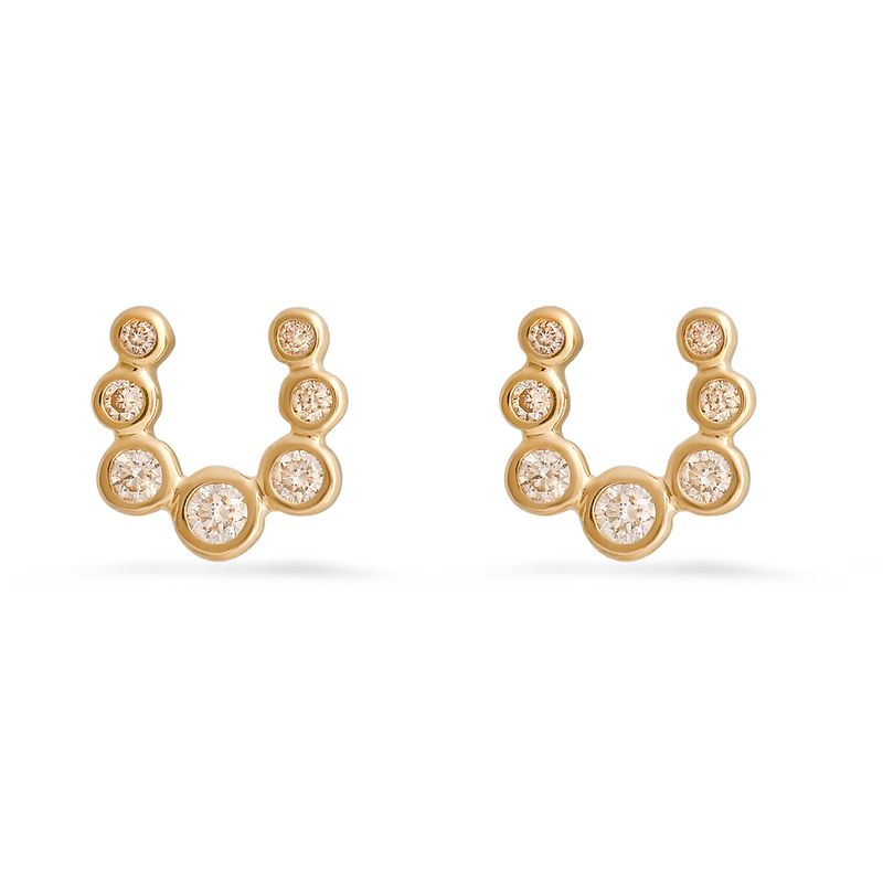 Diamond Bezel Horseshoe Stud Earrings