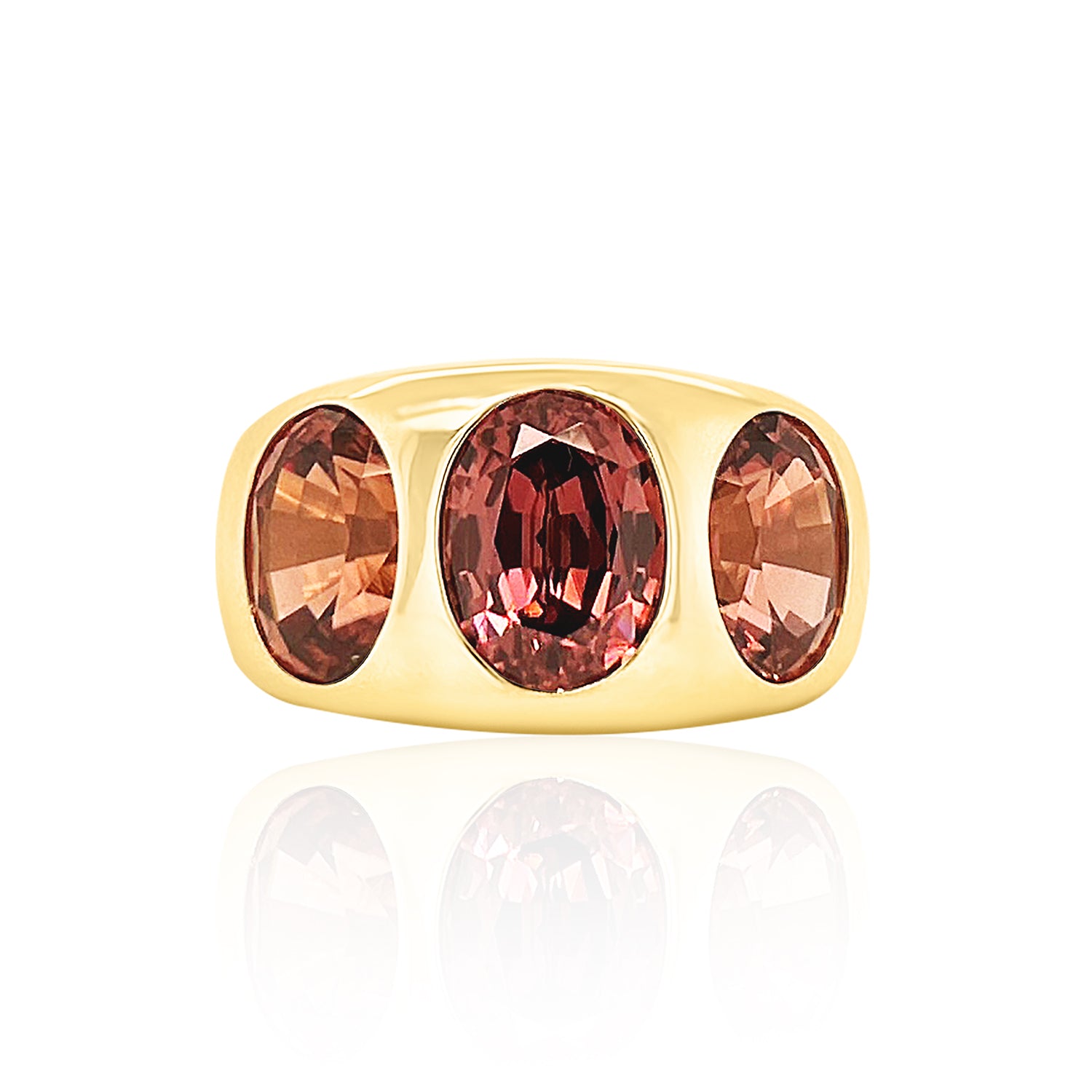 Three Stone Oval Cuprian & Co.Copper-Bearing Tourmaline Chunky Nomad Ring