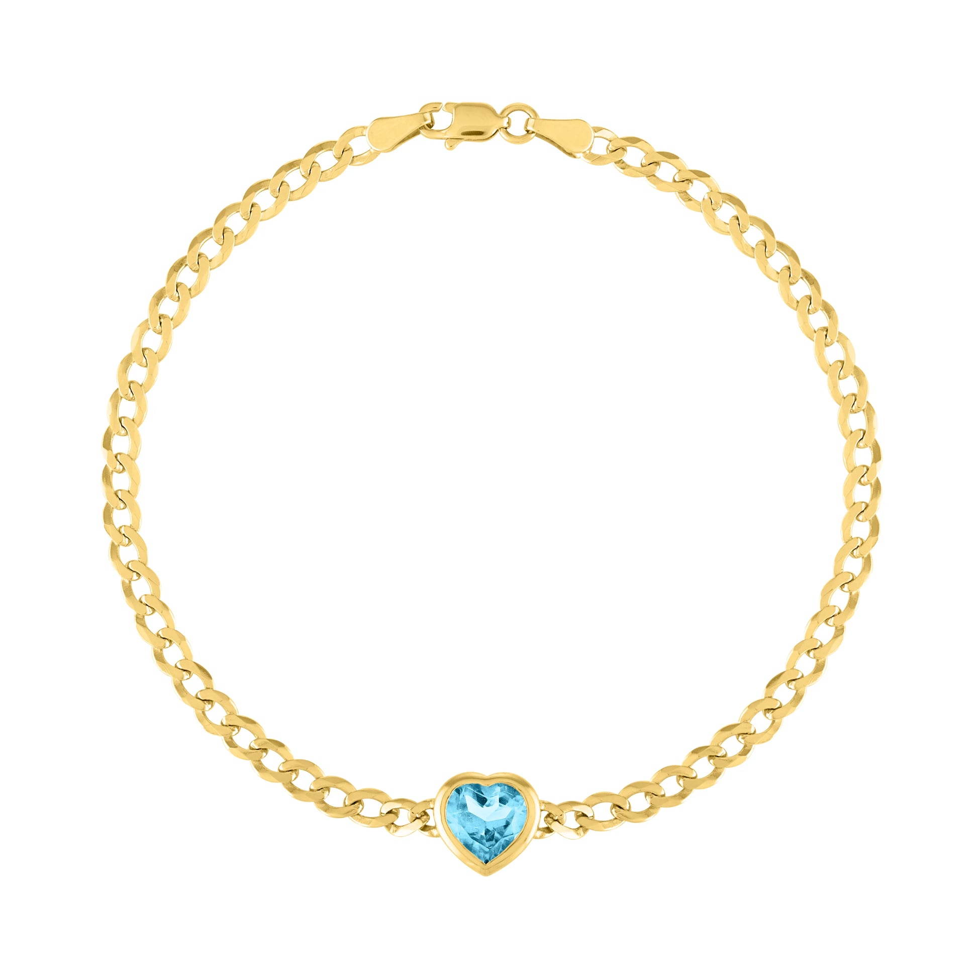 The Cooper Faceted Heart on Cuban Link Chain Bracelet