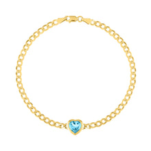 The Cooper Faceted Heart on Cuban Link Chain Bracelet