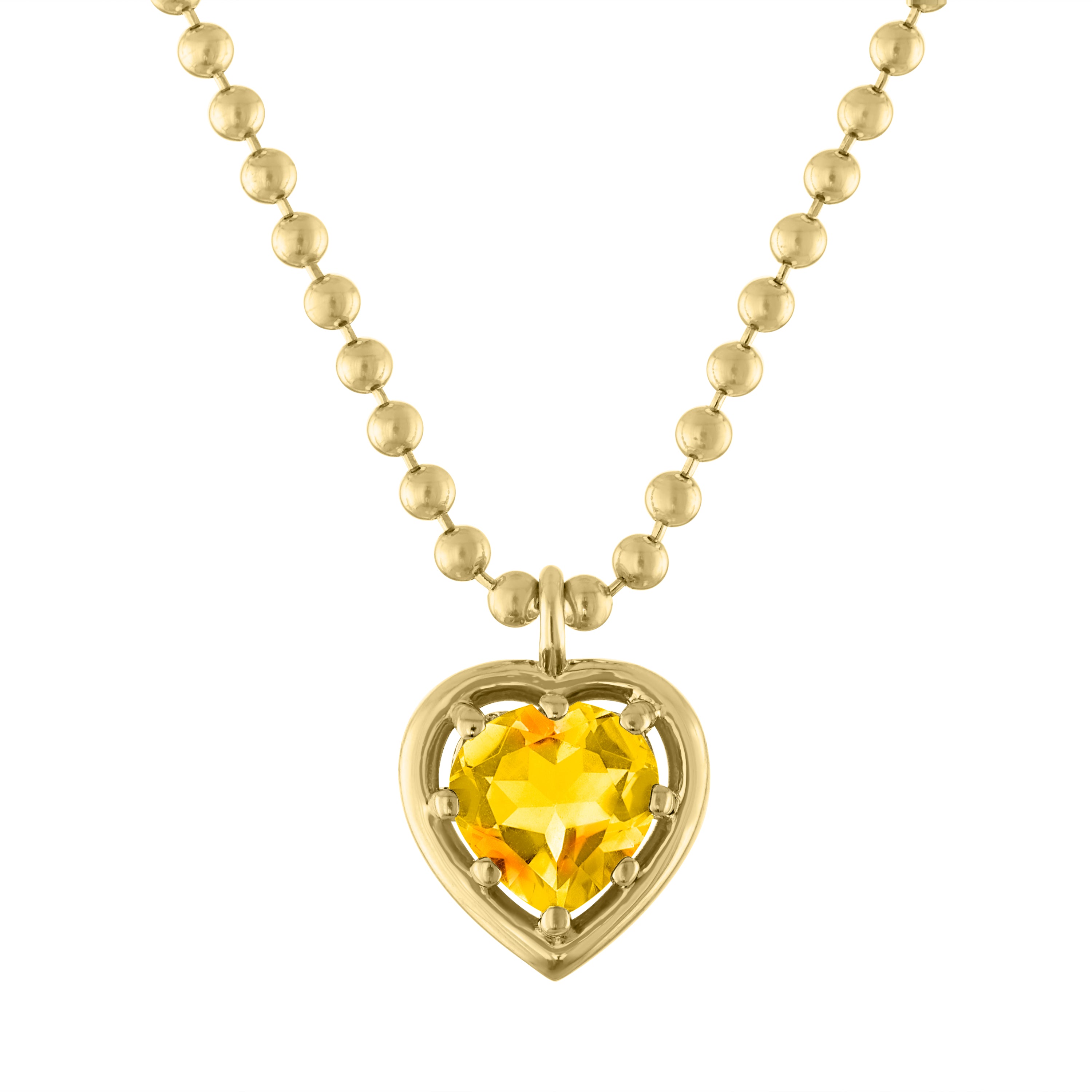 Cooper Ball Chain Gemstone Heart Necklace
