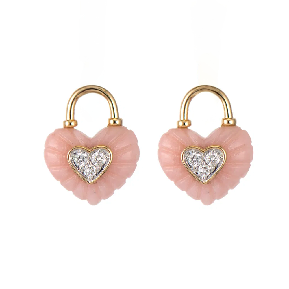 Carved Pink Opal Double Sided Heart Earring Charm – Milestones by