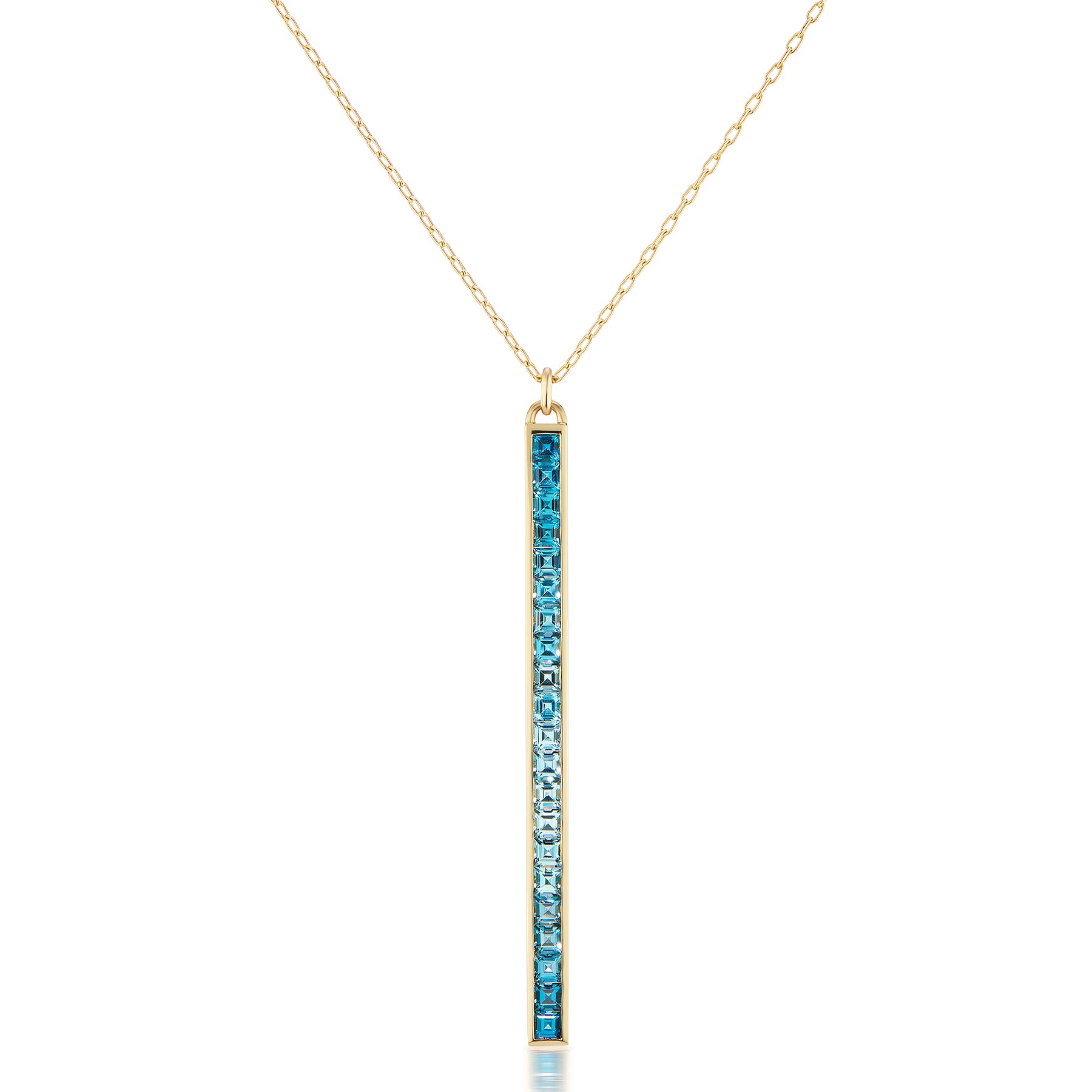 Channel Set London Blue Topaz Matchstick Necklace 