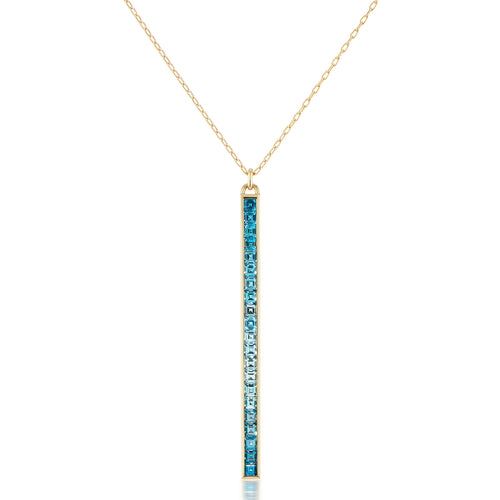 Channel Set London Blue Topaz Matchstick Necklace 