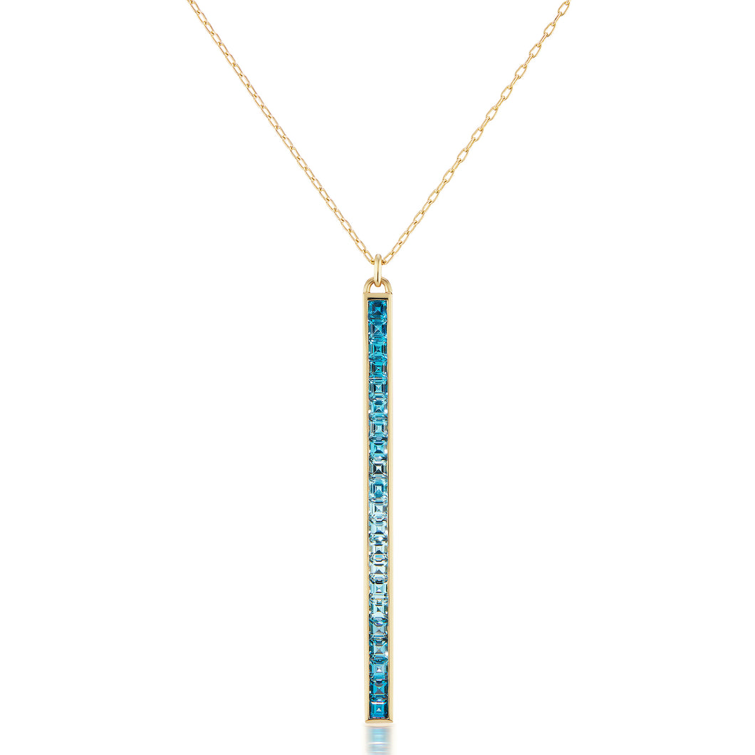 Channel Set London Blue Topaz Matchstick Necklace 