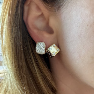 Chubby Pave Diamond Huggie Hoop Earrings
