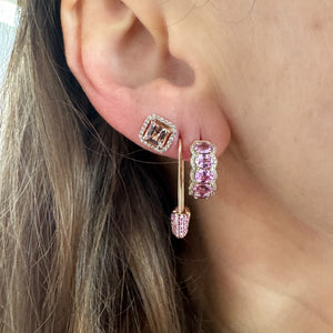 Chubby Pink Sapphire & Diamond Huggie Hoop Earrings