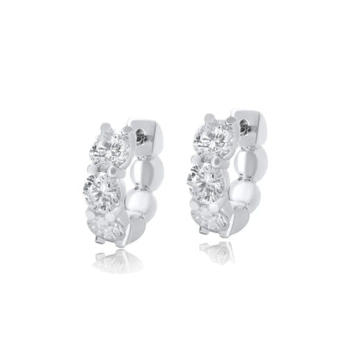 Chubby Diamond Rounds Huggie Hoop Earrings