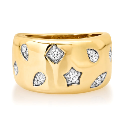 Chubby Multi Shape Diamond Barrel Ring