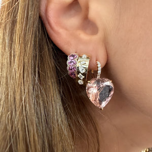 Chubby Pink Sapphire & Diamond Huggie Hoop Earrings