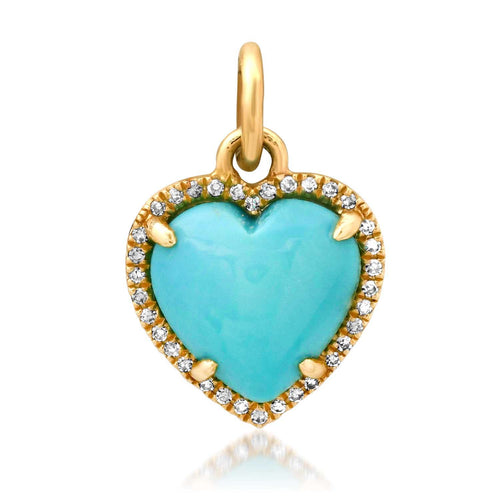 Chubby Turquoise & Diamond Heart Charm