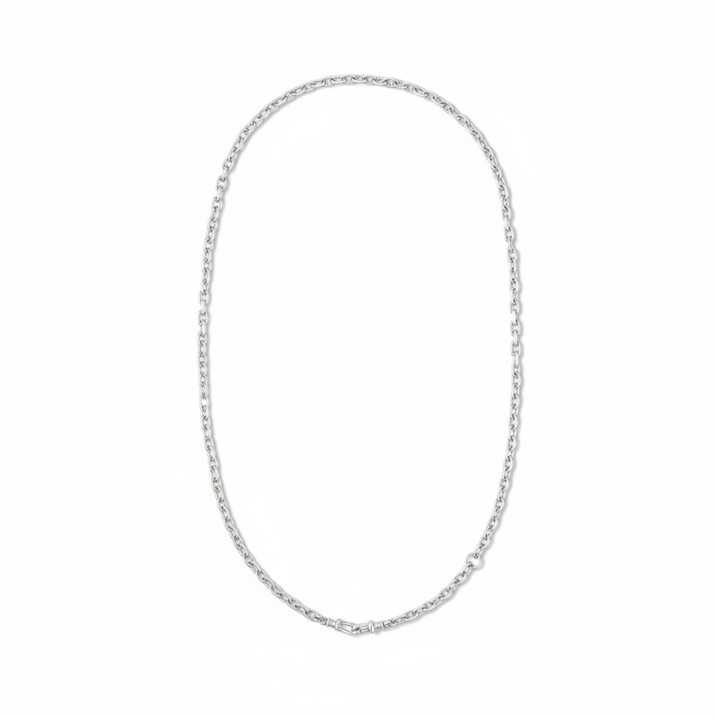 Silver Faceted Lariat Chain Necklace