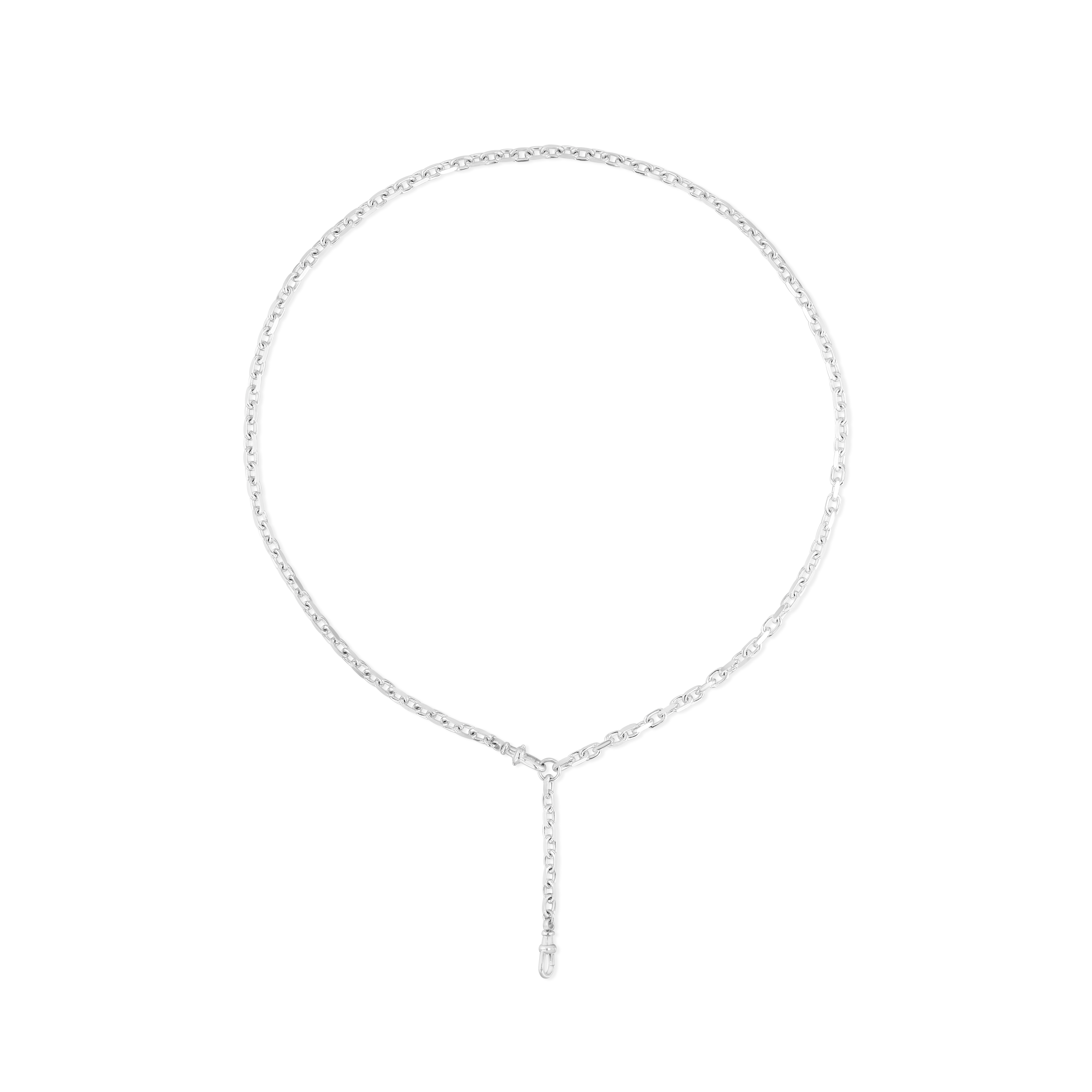 Silver Faceted Lariat Chain Necklace