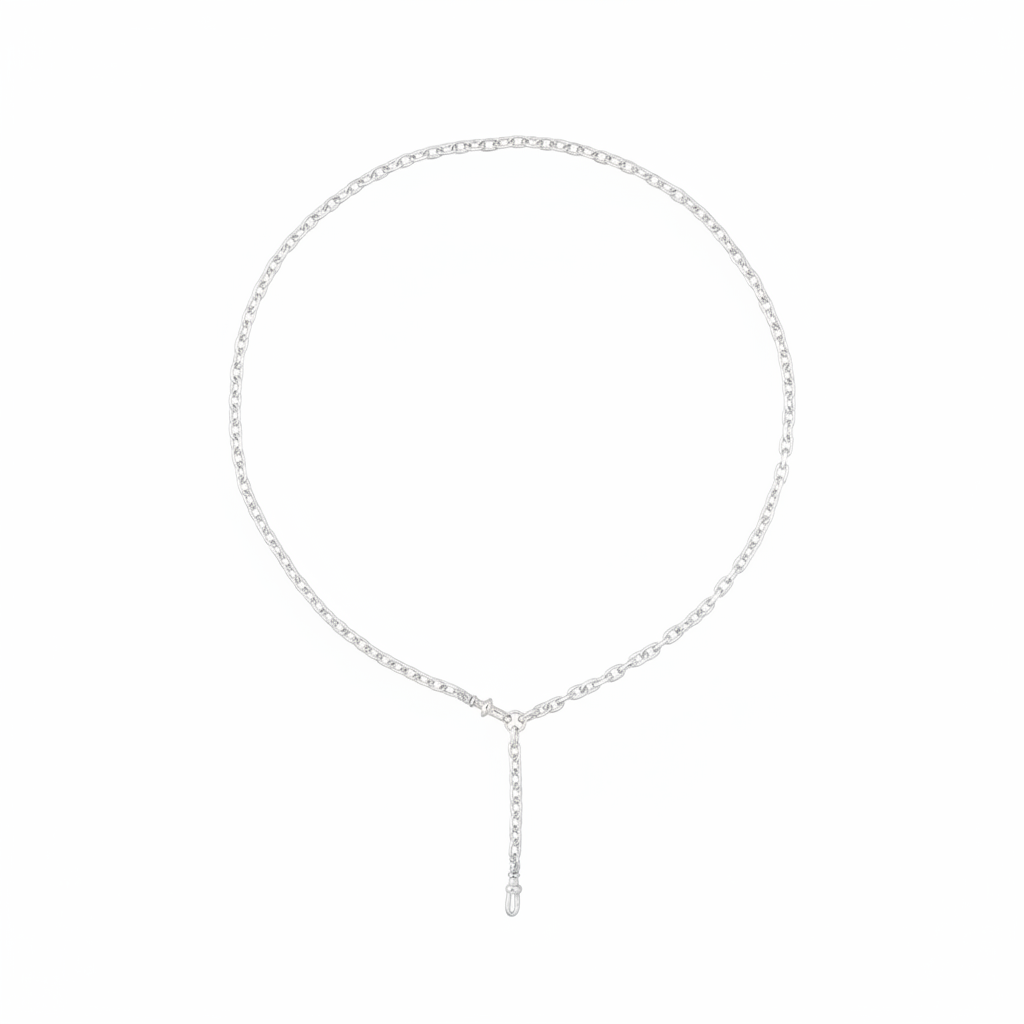 Silver Faceted Lariat Chain Necklace