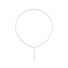 Silver Faceted Lariat Chain Necklace