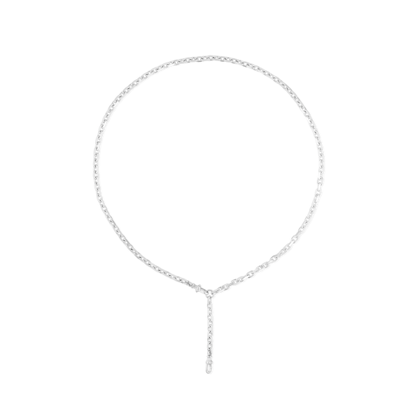 Silver Faceted Lariat Chain Necklace