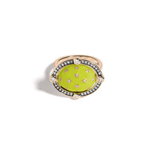 Reversible Gemstone & Enamel Compass Ring with Diamonds