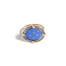 Reversible Gemstone & Enamel Compass Ring with Diamonds